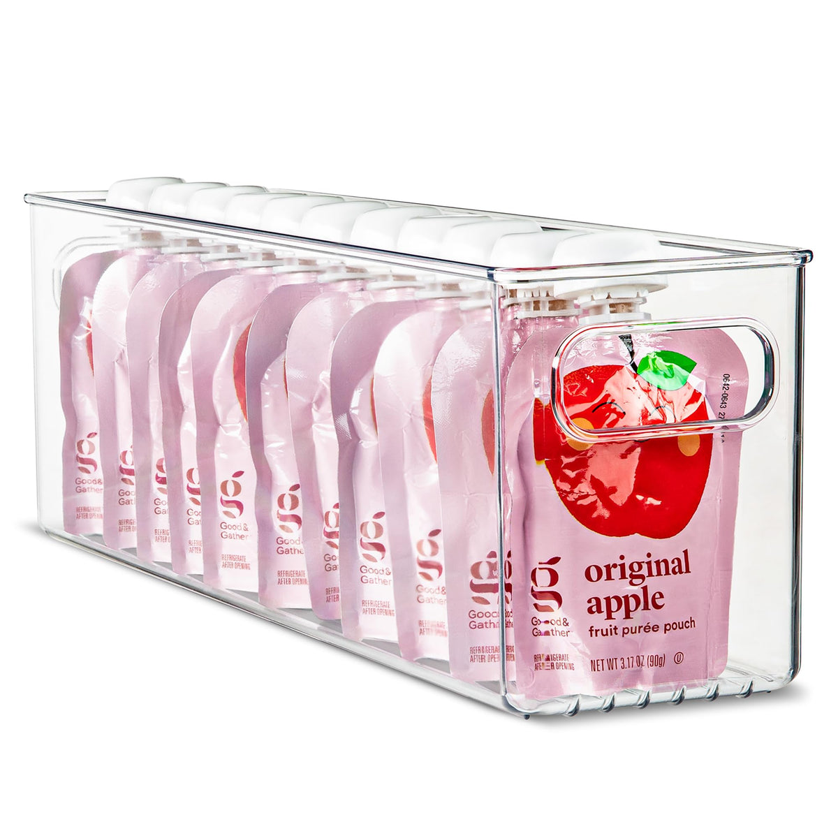 Plastic Food Storage 2 Pack Clear Container Bin with Handles for Organizing Kitchen, Pantry, Refrigerator, Freezer, Pantry, Cabinet, Closet, Bathroom. 16”x8”x5”