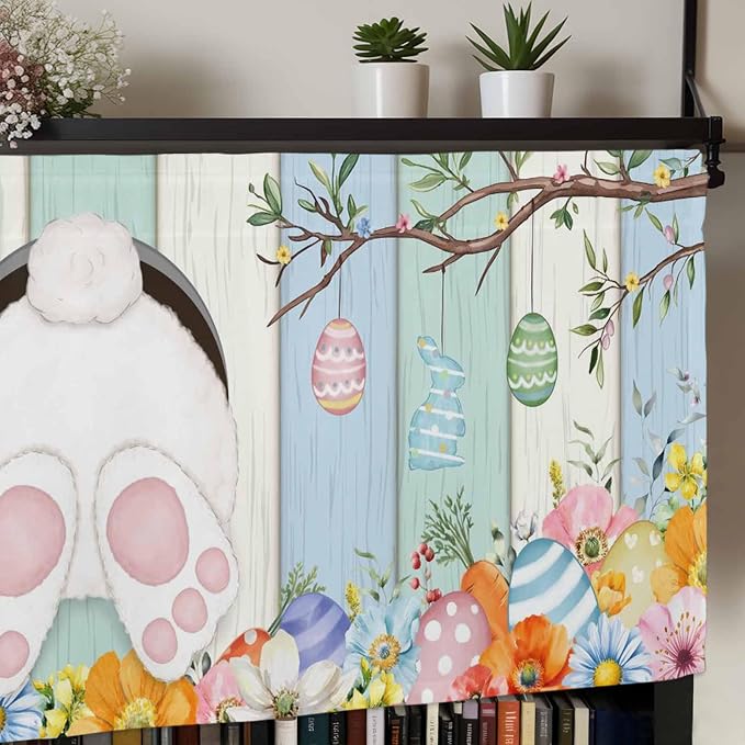 Easter Curtain Valances for Windows, Kitchen Valance Window Treatment, Spring