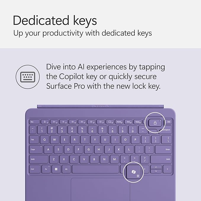 Microsoft Surface Pro Keyboard and Slim Pen 2 Bundle for Surface Pro 12" Device, Alcantara Material, Violet