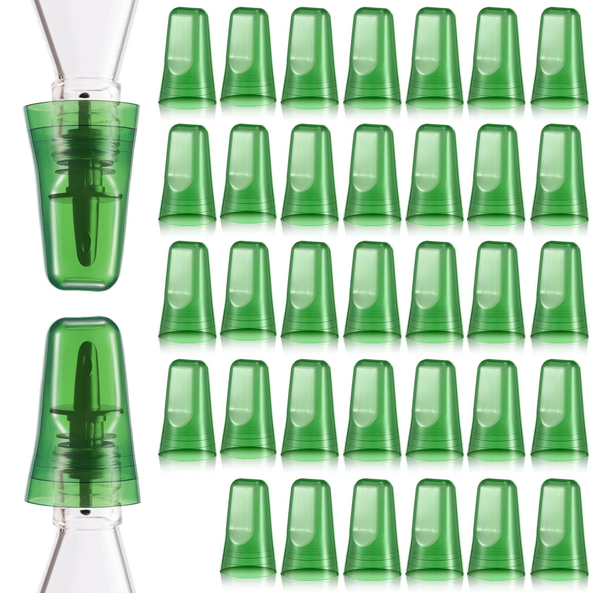 Chengu 24 Pieces Liquor Bottle Covers Pour Spout Covers Bar Toppers for Bottles Universal Pour Dispenser Dust Translucent Silicone Rubber Spout Caps for Bar Home Kitchen Tools Supplies (Black)