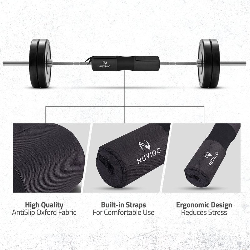 Barbell Pad & 2 Ankle Straps for Cable Machine - Gym Accessories for Women and Men - Perfect for Cable Kickbacks, Leg Extensions, Hip Thrusts & Squats - Workout Attachments for Home and Gym - Includes a Carry Bag