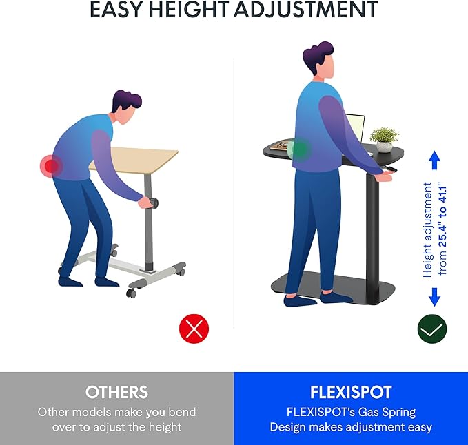 FLEXISPOT Adjustable C Table, Mobile Snack Side End Table Sofa Couch Bedside Table Laptop Cart TV Tray Night Stand Small Space Side Table(23.6" W x 13.8" D,Black)