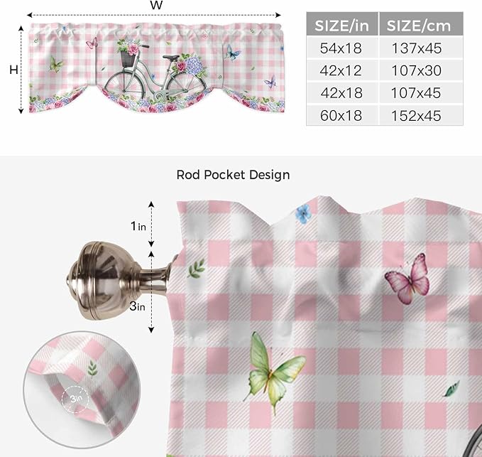 Spring Tie Up Valance Curtains for Windows, Kitchen Curtains Window Shades