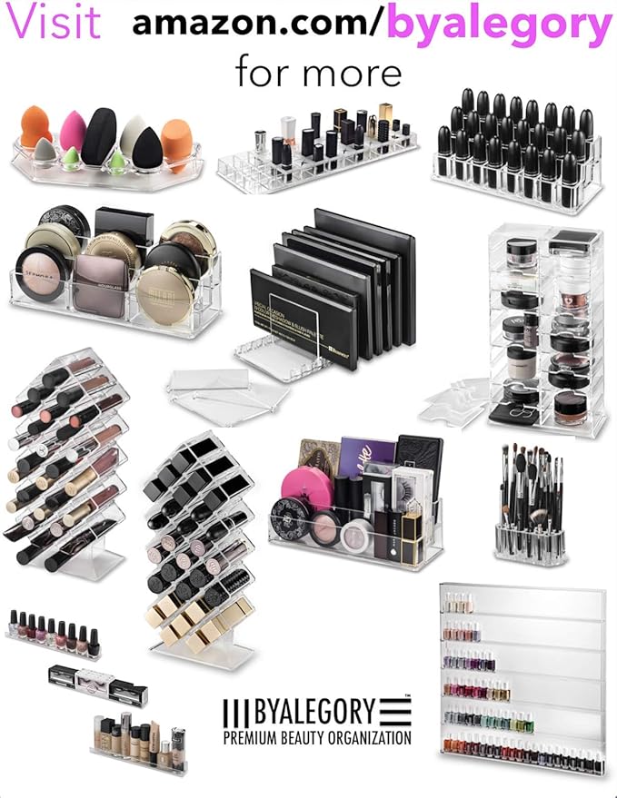 BY ALEGORY Acrylic Makeup Tool Organizer 24 Space Storage Deep Slot Refillable Container For Long Cosmetic Beauty Tool Organization Display Case (2)