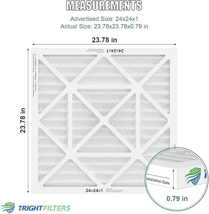 24x24x1 Air Filter 6 Pack, Durable MERV 8 Pleated Home HVAC AC Furnace Filters