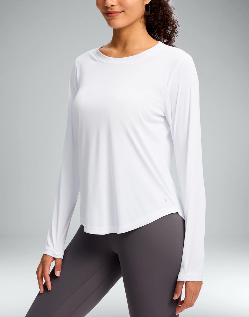 Soothfeel Women's UPF 50+ Sun Shirts Long Sleeve SPF UV Protection Rash Guard Lightweight Quick Dry Hiking Workout Tops whiteL