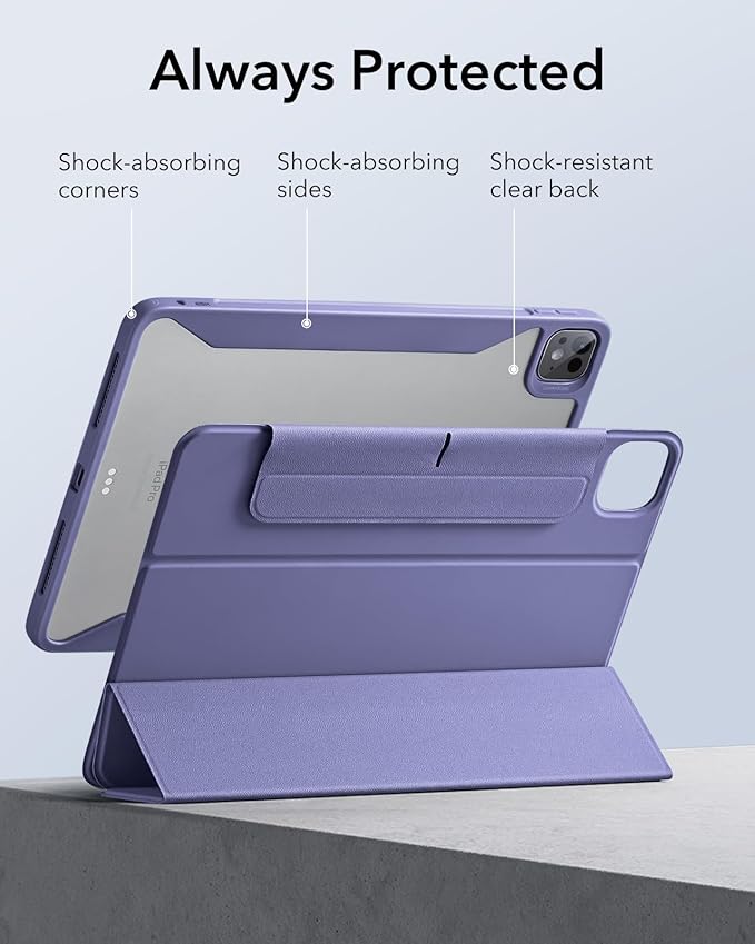 ESR for iPad Pro 13 Inch Case (M5/M4) 2025/2024, Removable Magnetic Cover, Vertical Stand, Fully Supports Pencil Pro and Pencil(USB-C), Rebound 360 Series, Lavender