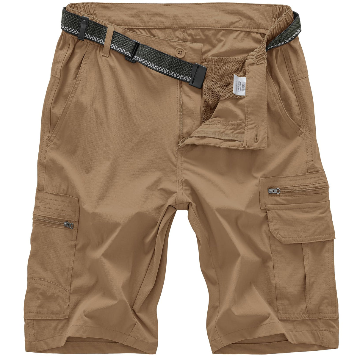 Jessie Kidden Mens Outdoor Casual Expandable Waist Lightweight Water Resistant Quick Dry Fishing Hiking Shorts (6222 Dusty Brown 42)