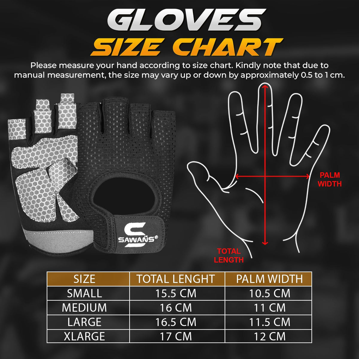 SAWANS Workout Gloves for Men and Women Weight Lifting Gloves Gym Fitness Exercise Cycling Pull ups Microfiber Lightweight Breathable Non-Slip Silicone Padded Palm Grip (Black, Medium)