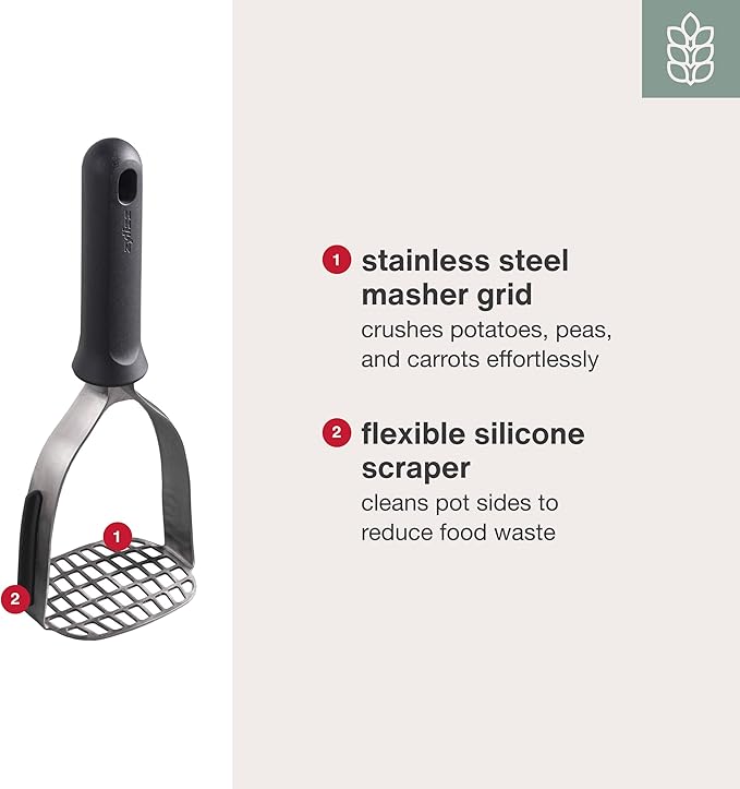 Zyliss Stainless Steel Potato Masher, Non-Slip Handle, 10"