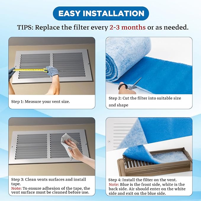 Air Vent Filters Roll, MERV 8 Triple Vent Filter Kit