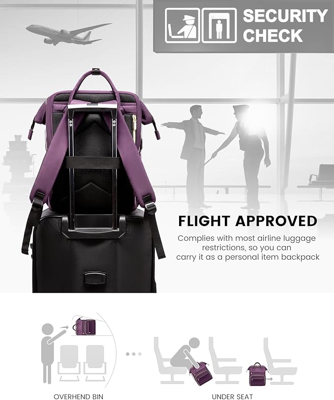 LOVEVOOK 17.3 Inch Laptop Backpack, Large Travel Backpack for Women, Water Resistant Teacher Backpack with Laptop Compartment, Professional Business Work bags with Charger, Dark Purple