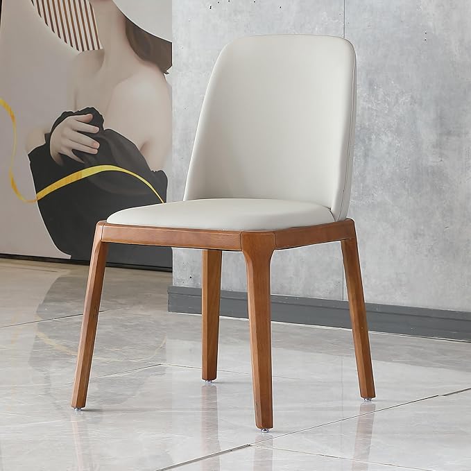 Dining Chairs Set of 2, Modern PU Leather Dining Wooden Legs for Living Kitchen Dining Room