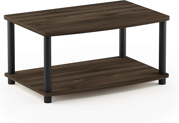 Furinno TURN-N-TUBE TV Riser Stand, 2-Tier Small Elevated No Tools TV Stand, TV Console for TV up to 32 inch, 15.8 x 23.8 x 11, for Living Room, Bedroom, Columbia Walnut