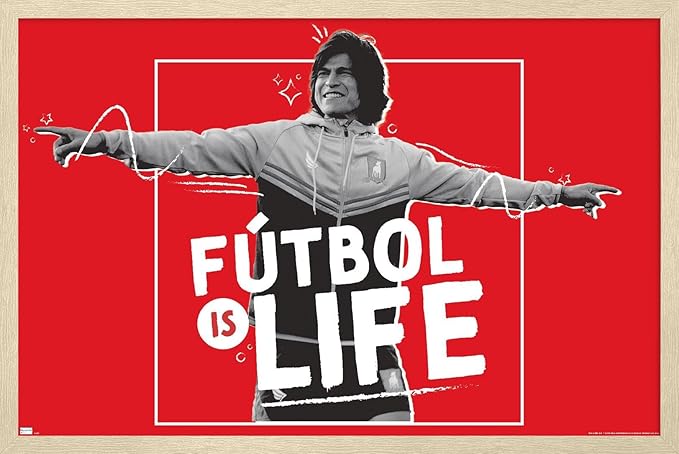 Ted Lasso - Futbol is Life Wall Poster, 22.4L" x 14.7W", Blonde Framed Version