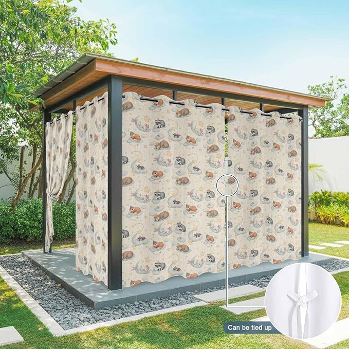 Cartoon Animals Outdoor Curtains