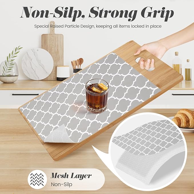 Drawer Shelf Liner for Kitchen Cabinets, Non Adhesive Slip Resistant Shelf Paper Easy to Clean, Strong Grip Thickened Waterproof Washable Mats for Pantry Shelves Cupboard Dresser, 12 in x 30 FT