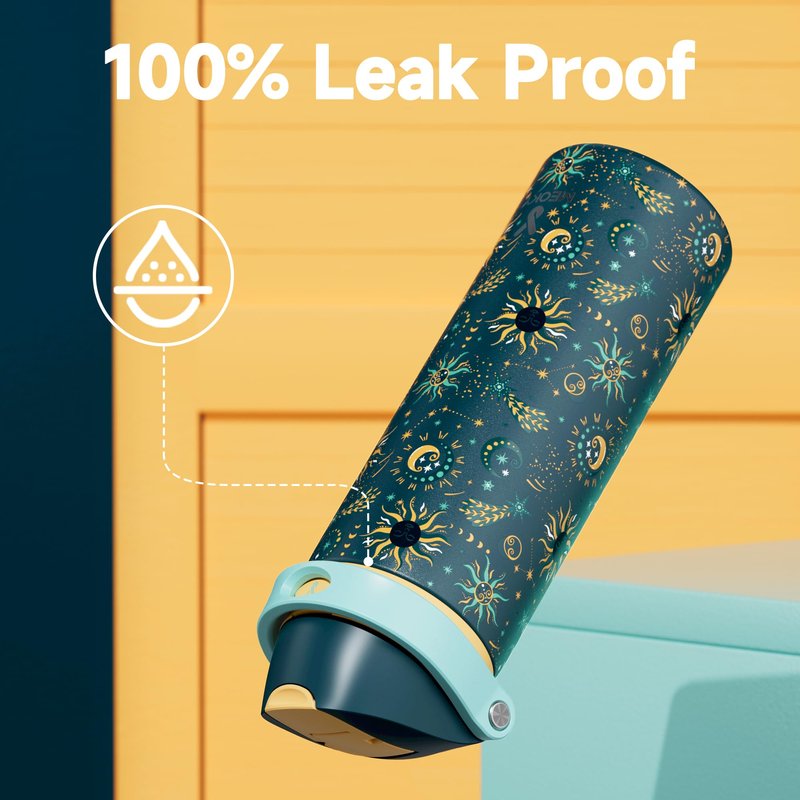 24 oz Insulated Water Bottle with Straw: Meoky Stainless Steel Metal Water Bottle with 2-in-1 Lid - Leak Proof, Cold for 24 Hours, Protective Silicone Base, BPA-Free for Sports Travel Car, Tarot