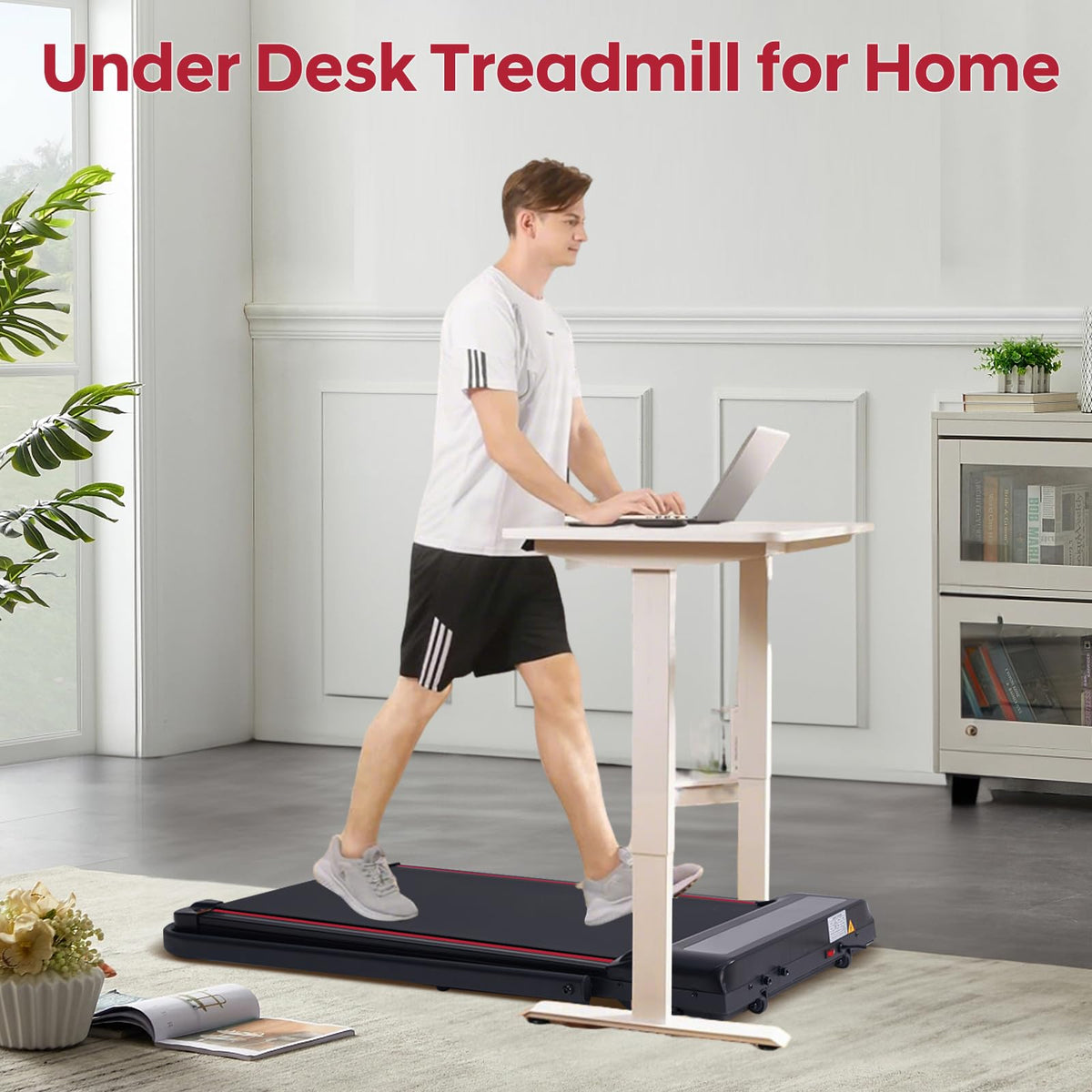 Small Treadmill with Handle Bar Incline Portable Walking Pad for Home