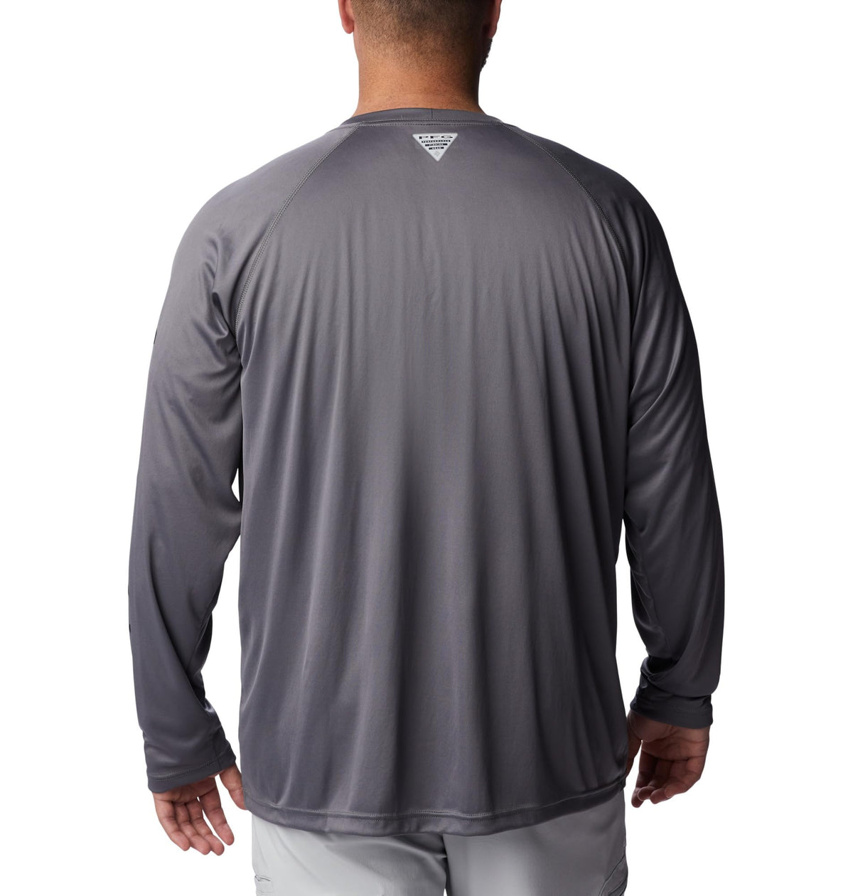 Columbia Men's PFG Terminal Tackle Long Sleeve Fishing Shirt, City Grey/Black Logo, Large Tall