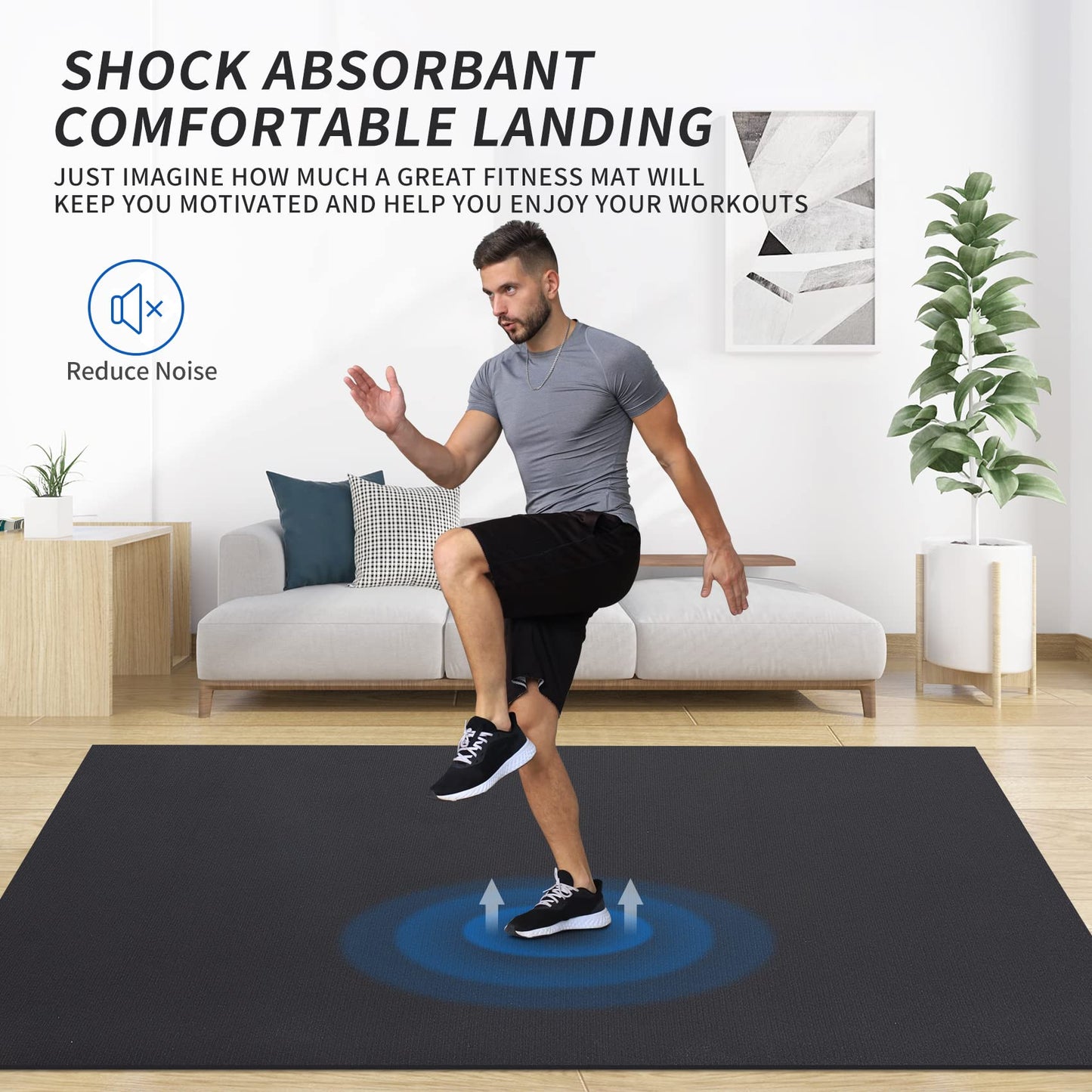 MRO Extra Large Exercise Mat For Home Gym, 8'x4.5'/7'x4.5'/6'x4.5'(7mm) Workout Mats for Gym Flooring, Non-Slip, Extra Thick Durable Cardio Mat, Ideal for Plyo, Weights, MMA, Jump Rope -Shoe Friendly
