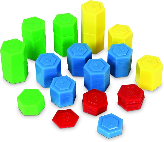 Learning Resources Hexagram Weights - Set of 54 Pieces, Ages 8+, Math Manipulatives for Kids, Teacher Supplies, Back to School, Classroom Must Haves