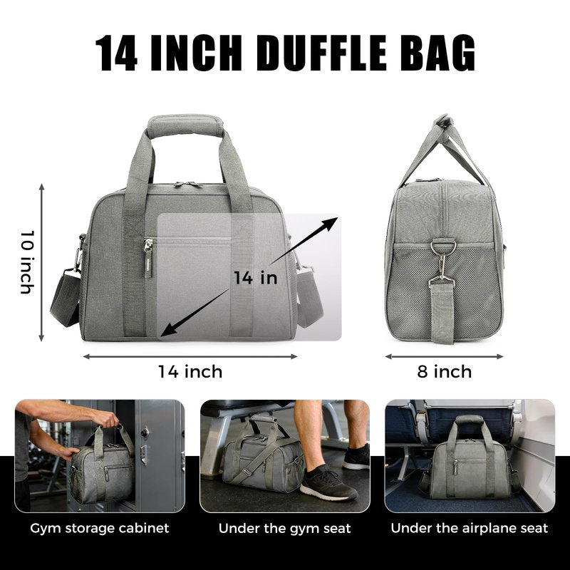 SeaRock 14 inch Small Gym Bag for Men & Women, Mini Duffle Bag for Travel Sports, Lightweight Carry On Duffel Bag, Gray