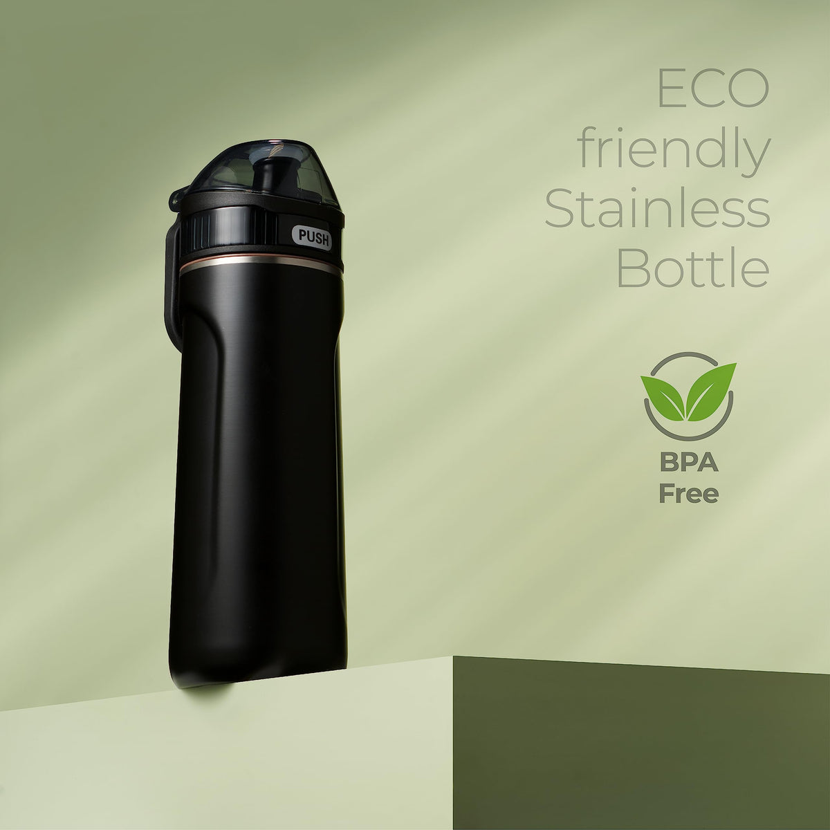 SipX™ 18 oz Premium Stainless Steel Water Bottle with Straw Lid – Triple Insulated Water Bottle, Leakproof, BPA-Free – Slim, Durable Bottle for School, Gym, Office – Black