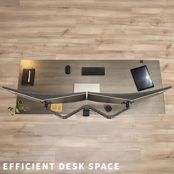 VIVO Full Motion Dual Monitor Desk Mount Clamp Stand VESA, Double Center Arm Joint, Holds 2 Screens up to 34 inches, STAND-V102D
