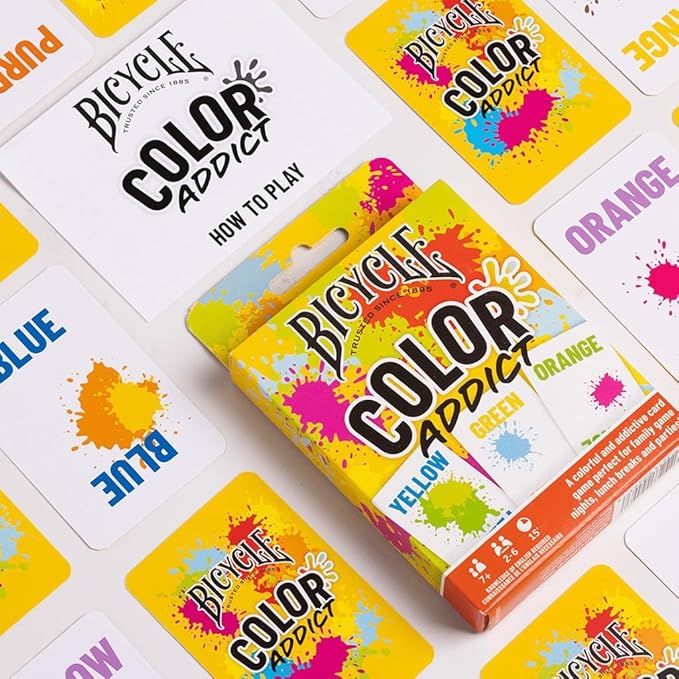 Bicycle Color Addict Matching Family Card Game, Up to 6 Players (Ages 7 and Up), Yellow