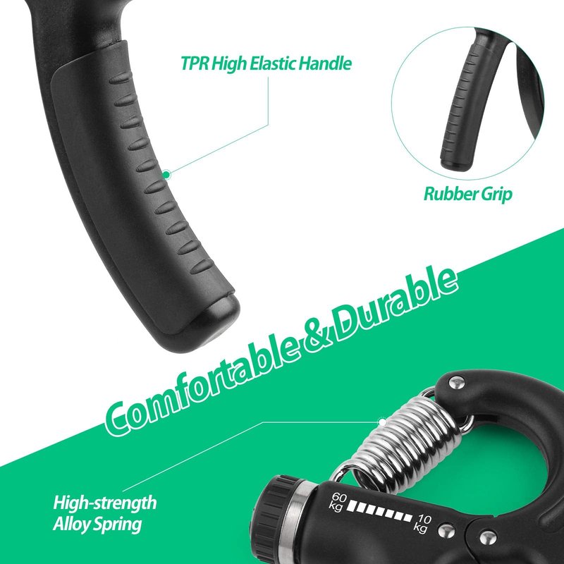 NIYIKOW Grip Strength Trainer, Hand Grip Strengthener, Grip Strengthener, Adjustable Resistance, Forearm Strengthener, Perfect for Musicians Athletes (Black, 1 Pack)
