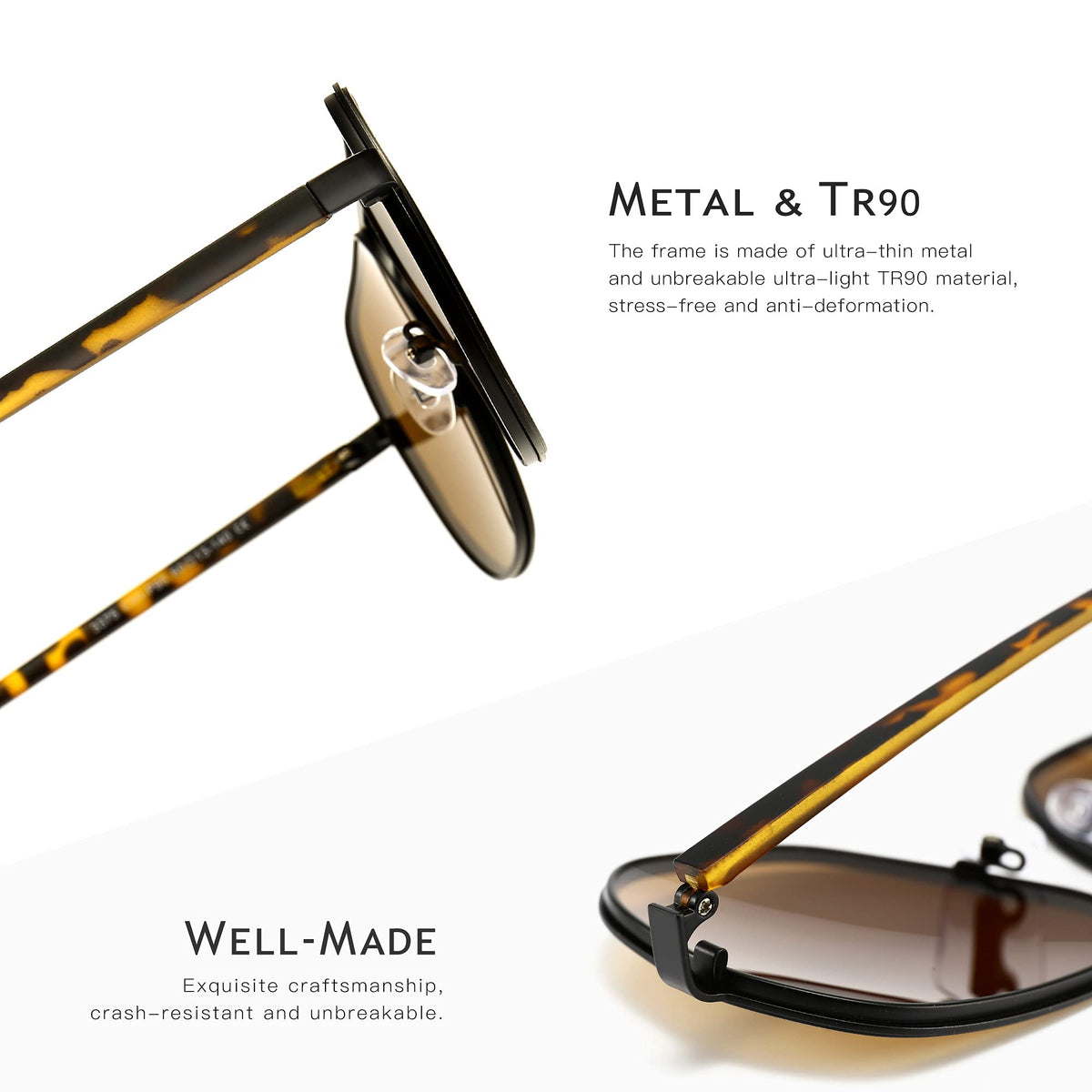 SUNGAIT Polygon Aviator Sunglasses for Men Polarized Trendy Square Sun Glasses Retro Pilot Shades UV Protection
