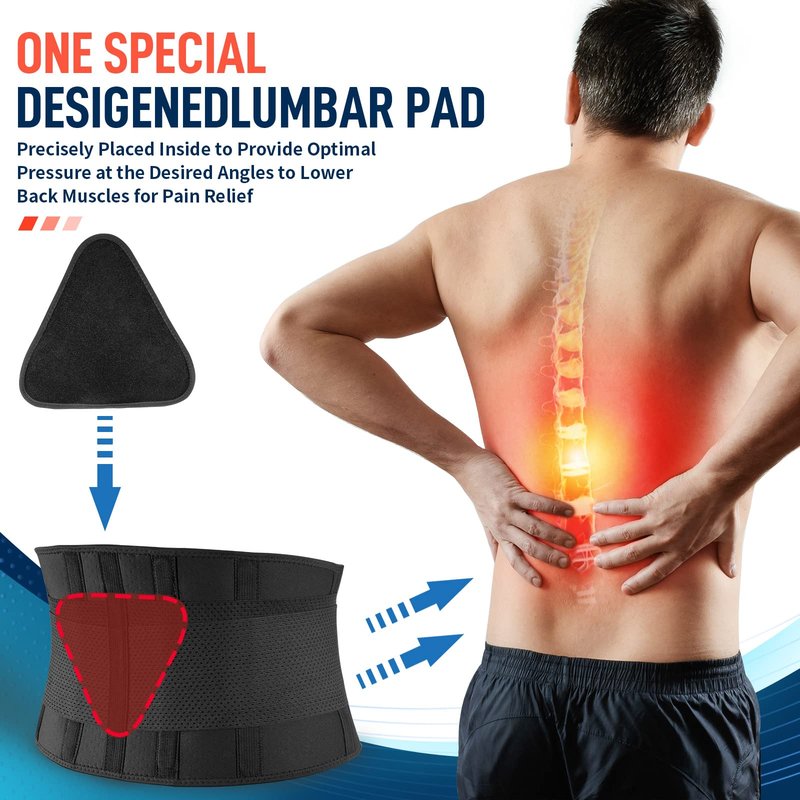 FEATOL 4XL Lumbar Support Belt for Men Heavy Lifting Work, Back Brace for Lower Back Pain, Breathable Support Belt with Lumbar Pad for Scoliosis, Herniated Disc, Sciatica (Fit Size:63''-68.9'')