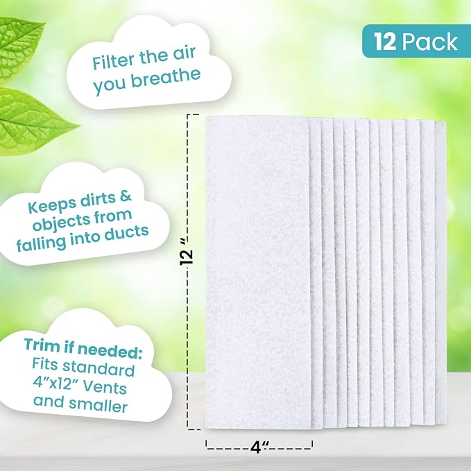 Air Vent Filters For Home 1 Pack of 12-4" x 12” – Register Vent Filters – AC