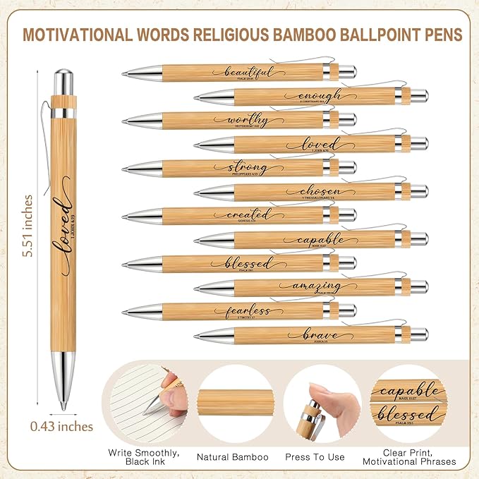 Kosiz 60 Sets Christian Gifts Bulk Inspirational Bible Verse Spiral Notebook and Religious Bamboo Ballpoint Pen Journal with Scripture for Easter Church Member First Communion Teacher Holy Week (Brown)