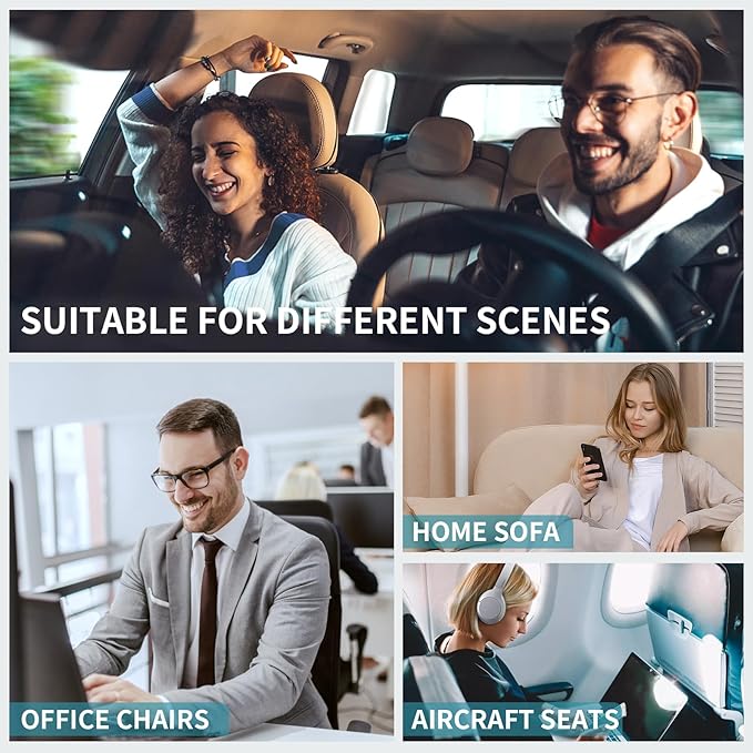 FLORICH Seat Cushion with Lumbar Support Pillow and Car Neck Headrest Pillow Kit for Office Chair, Memory Foem Sciatica Tailbone Hip Lower Back Pain Pressure Relief Butt Pads for Long Sitting Driving