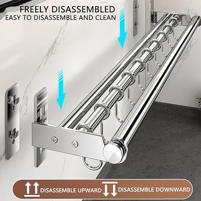 Hanging Wall Mount knife Wall Mount, Kitchen Organizer Storage Shelf for Utensils Spatula Spoon, Space-Saving Knife Rack with Hooks,Wall-Mounted Utensil Holder (Grey, 60CM+Single Pole+10Hooks)