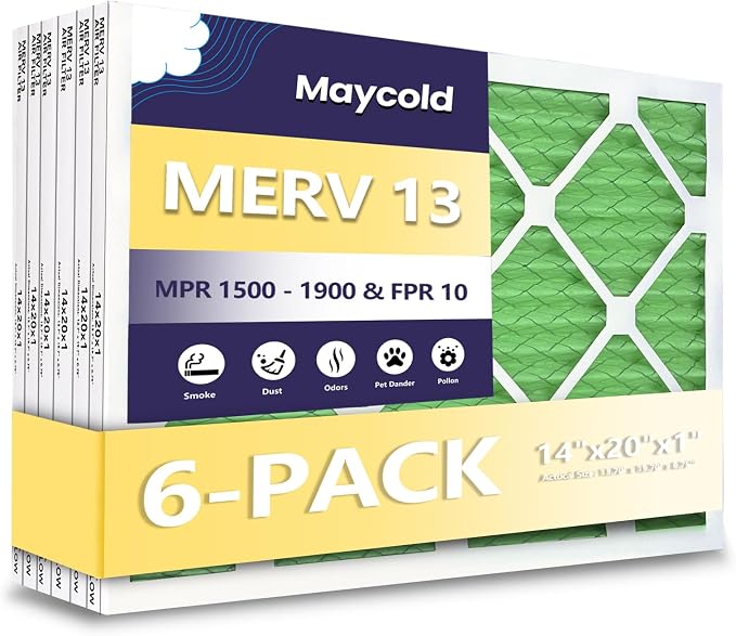 Maycold 14x20x1 MERV 13 Furnace Air Filter, High-Performance HVAC AC Filters