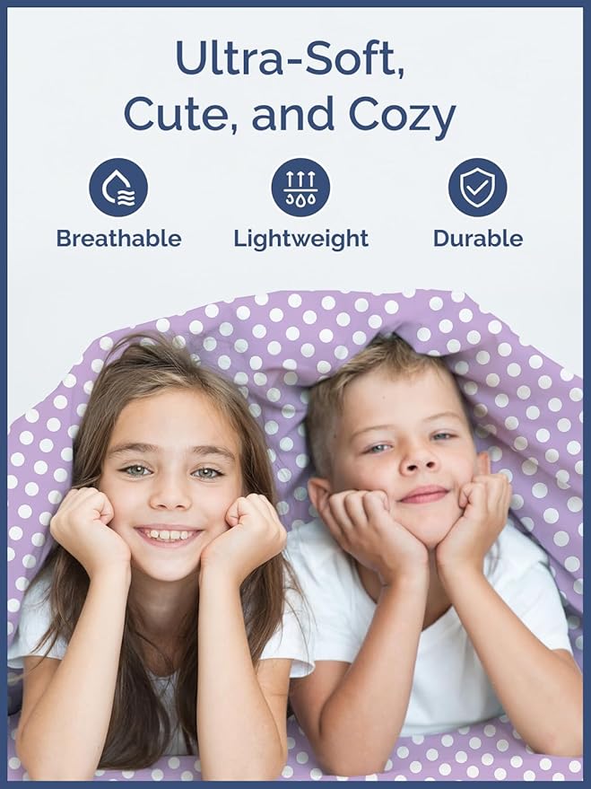 Kids Purple Dots Full 4 Piece Sheet Set - Boys, Girls, Teens, Toddler - Easy Fit Deep Pockets - Breathable, Hotel Quality Sheets - Machine Washable - Wrinkle Free - Cute, Cozy, Soft - CGK Linens