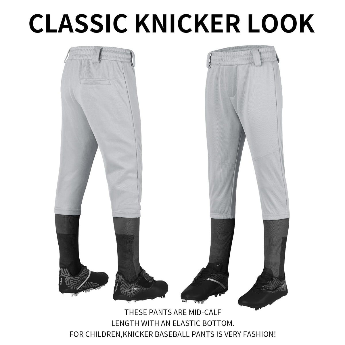 QBK 2T/3T/4T/5T to Youth Toddler Boys Knicker Baseball Pants Girl Softball Pants Kids Tee Ball Pants (Light Grey L)