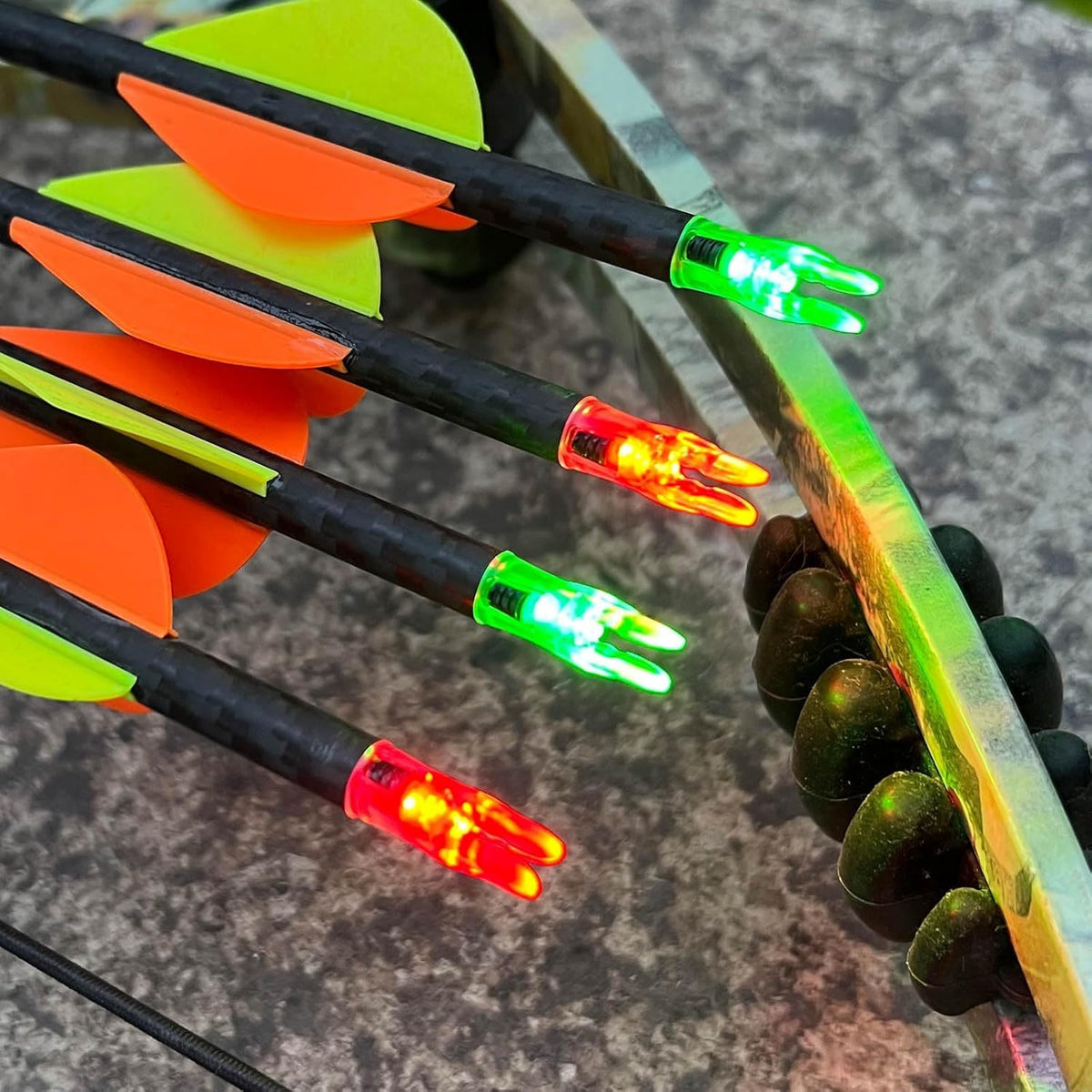 Linpeng 6PCS Lighted Nocks for Arrows with .165/ .204/ .233/ .244/ .246 Light Up Nocks with ON/Off Switch for Archery Hunting (Green, GT/.246")