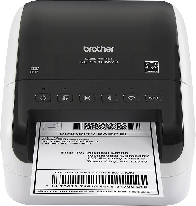 Brother QL-1110NWB Wide Format, Postage and Barcode Professional Thermal Monochrome Label Printer with Wireless Connectivity