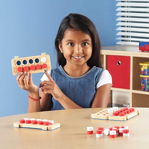 hand2mind Foam RekenRods Ten Frame Boards, Red and White Counters, Kindergarten Learning Games, Ten Frame Math Manipulatives, Counting Toys, Math Games (4 Ten Frames and 40 Math Counters)