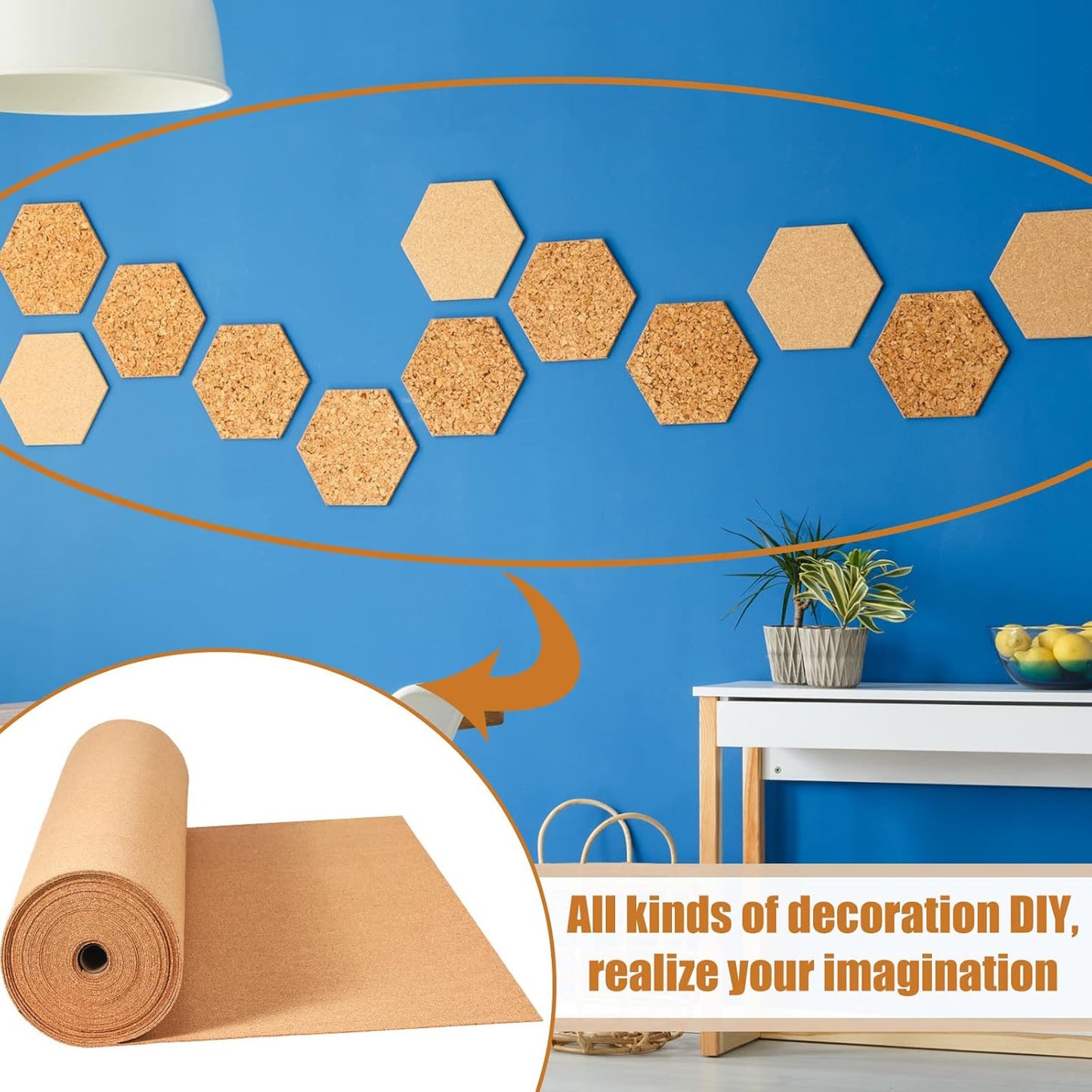 Pinkunn Cork Board Roll 94 x 48, Thick Bulletin Board Cork Sheet for Wall Dart, Crafts, DIY Projects(4 mm)
