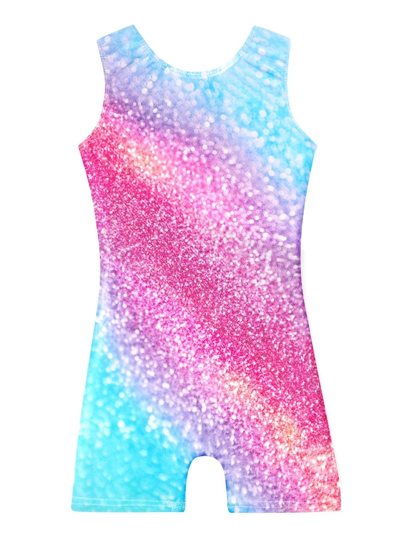 Belovance Girls Kids Leotards for Gymnastics 6 7 Kids Girls Dance Clothes Sleeveless Gymnastic Biketard Colorful Sparkle (Sparkle Rainbow, 6-7 Years)