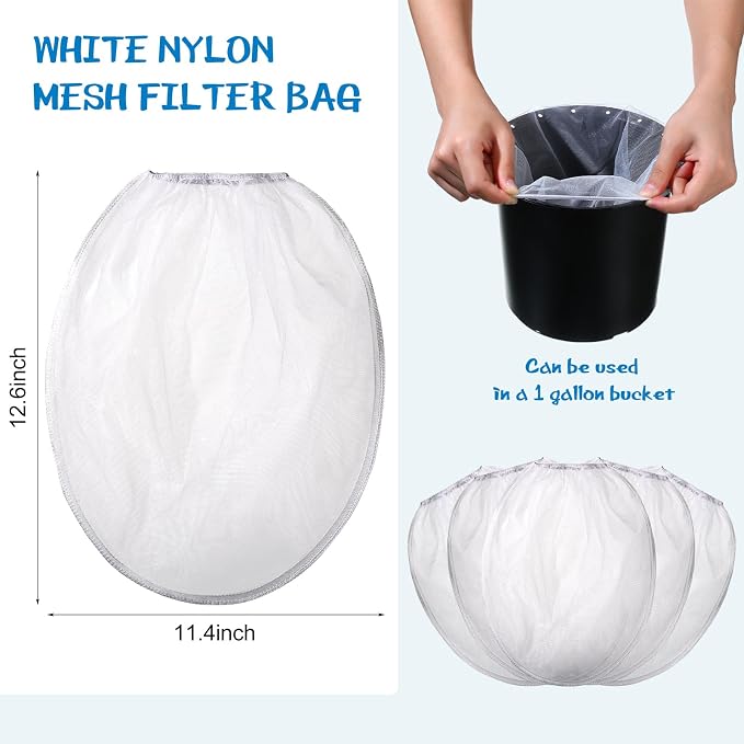 Boao 80 Pieces Paint Strainer Bags White Fine Mesh Filters Bag Bucket Elastic