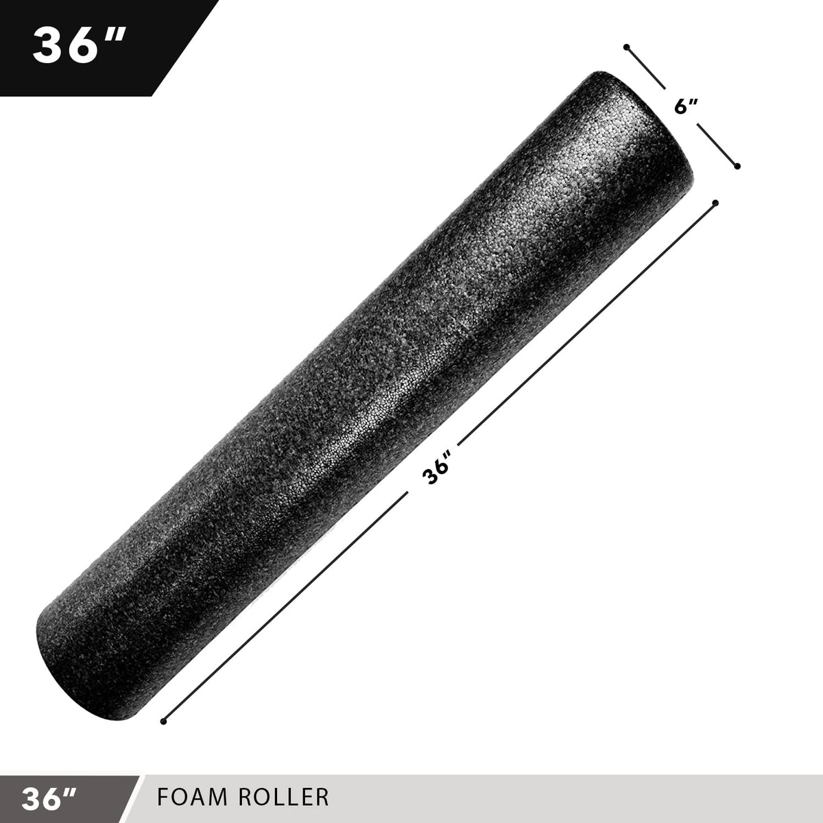 High Density Muscle Foam Rollers by Day 1 Fitness - Sports Massage Rollers for Stretching, Physical Therapy, Deep Tissue, Myofascial Release - Ideal for Exercise and Pain Relief - Solid Black, 36"