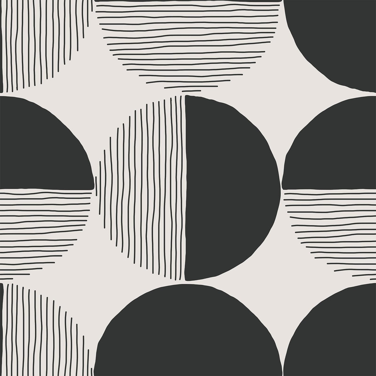 VEELIKE Abstract Circle Geometric Peel and Stick Wallpaper Modern Black Mid Century Wallpaper for Bedroom 17.7''x118'' Self Adhesive Geometric Wall Paper Removable Contact Paper for Cabinets Walls