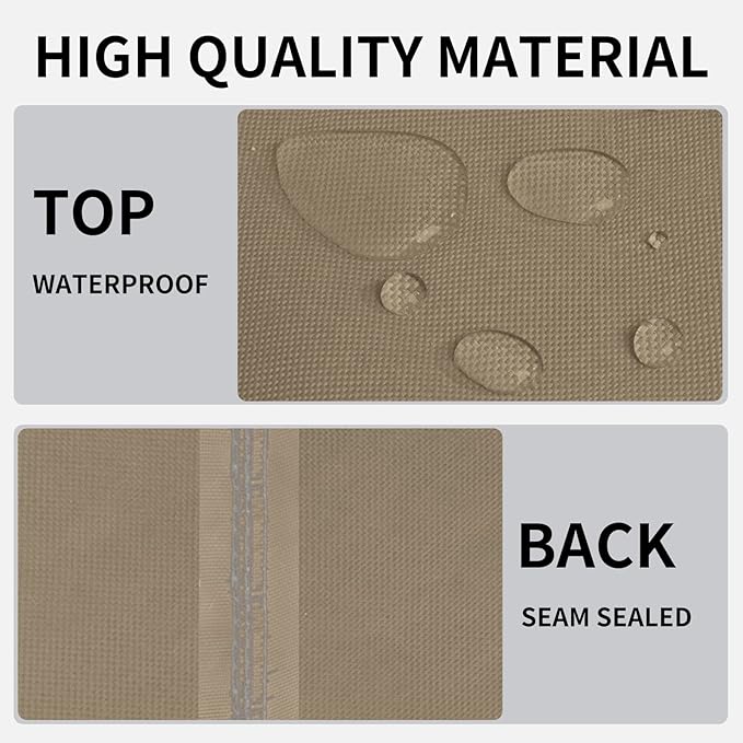 Easy-Going Outdoor Fire Pit Cover Square 32" Lx32 Wx24 H, Durable Outdoor Gas Firepit Cover, Waterproof and Weatherproof Cover for Fire Pit, Camel