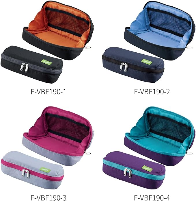 Kokuyo Shellbro Pen Case, Shell-shaped structure, Big Capacity Pencil Case, Large Pencil Pouch, Stationery Pen Bag, Purple x Emerald Green, Japan Import (F-VBF190-4)
